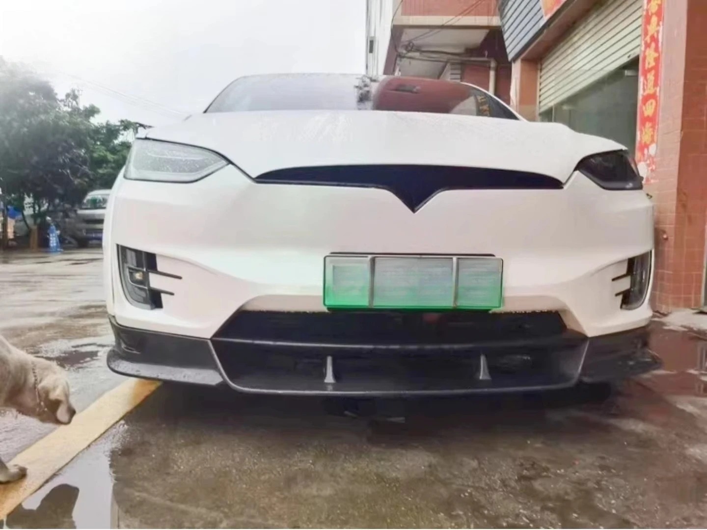 Carbon Fiber Front Bumper Lip for  Model X Body Kit YG Style Carbon Fiber Material Front Lip Splitter Chin Guard Protector